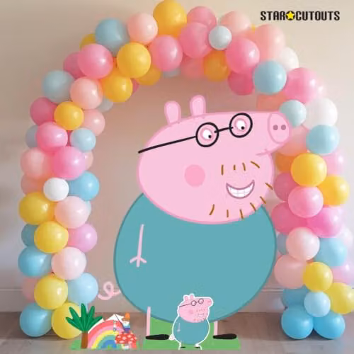 Star Cutouts SC4527 Peppa Daddy Pig Cardboard Cutout, 4-Piece Multicolour Peppa Pig Party Supplies, Height: 121 cm – 2