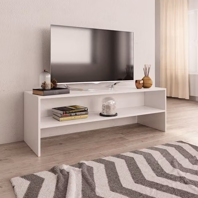 Berkfield Home White TV Cabinet in MDF, W/D/H: 120 x 40 x 40 cm