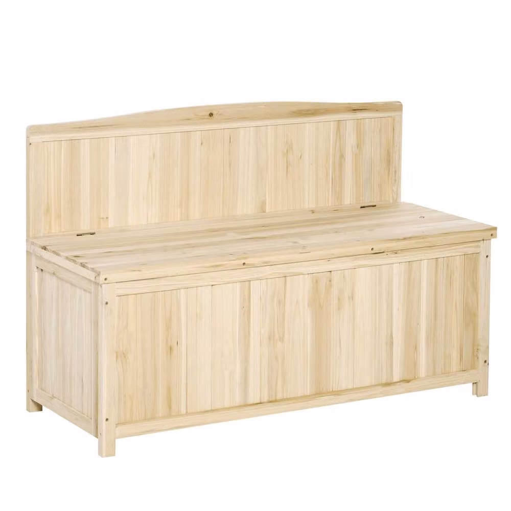 Wyld Haus Venamo Natural Fir Wood Outdoor Storage Bench with Lift Up Seat, 115 cm – 2