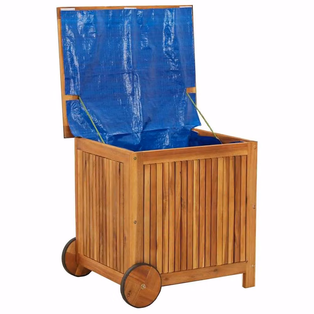 Berkfield Home Garden Storage Box with Wheels in Brown Acacia Wood, W/D/H: 60 x 50 x 58 cm – 3