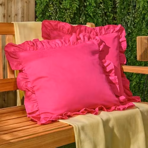 OHS Set of 4 Hot Pink Frill Edge Cushion Covers, W/D/H: 45 x 45 x 45 cm – 2