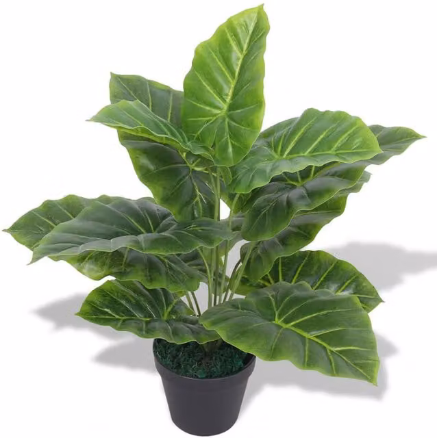 Berkfield Home Artificial Taro Plant in Green with Pot, Height: 45 cm