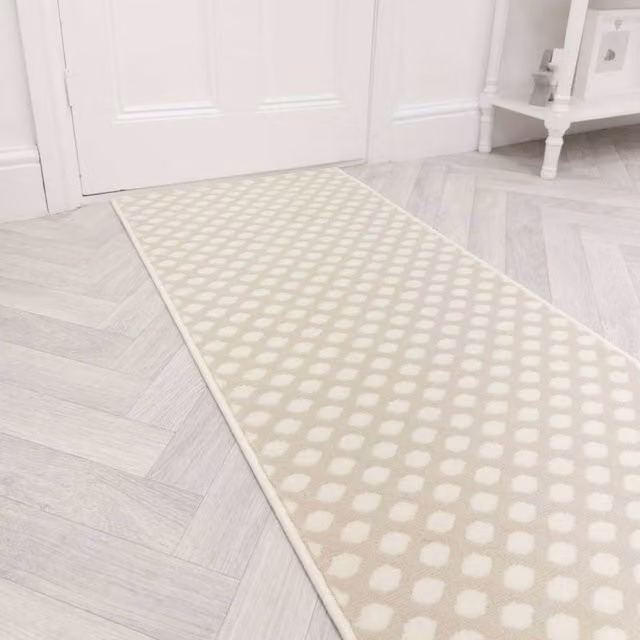 runrug Honeycomb Hallway Carpet Runner Rug in Beige, W: 60 cm, L: 300 cm