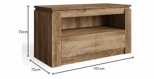 GFW Canyon Oak 2 Drawer Rustic Wood TV Unit in Brown – 2