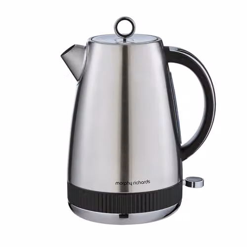 Morphy Richards Mexborough 1.7L Stainless Steel Jug Kettle in Black and Silver with Limescale Filter and Auto Shut-off