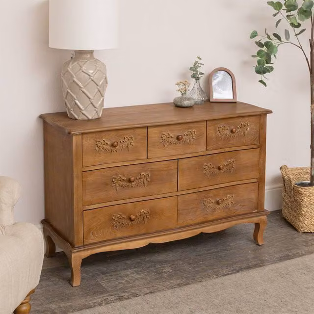 Melody Maison Pays Du Bois 7 Drawer Wooden Chest of Drawers in Dark Brown