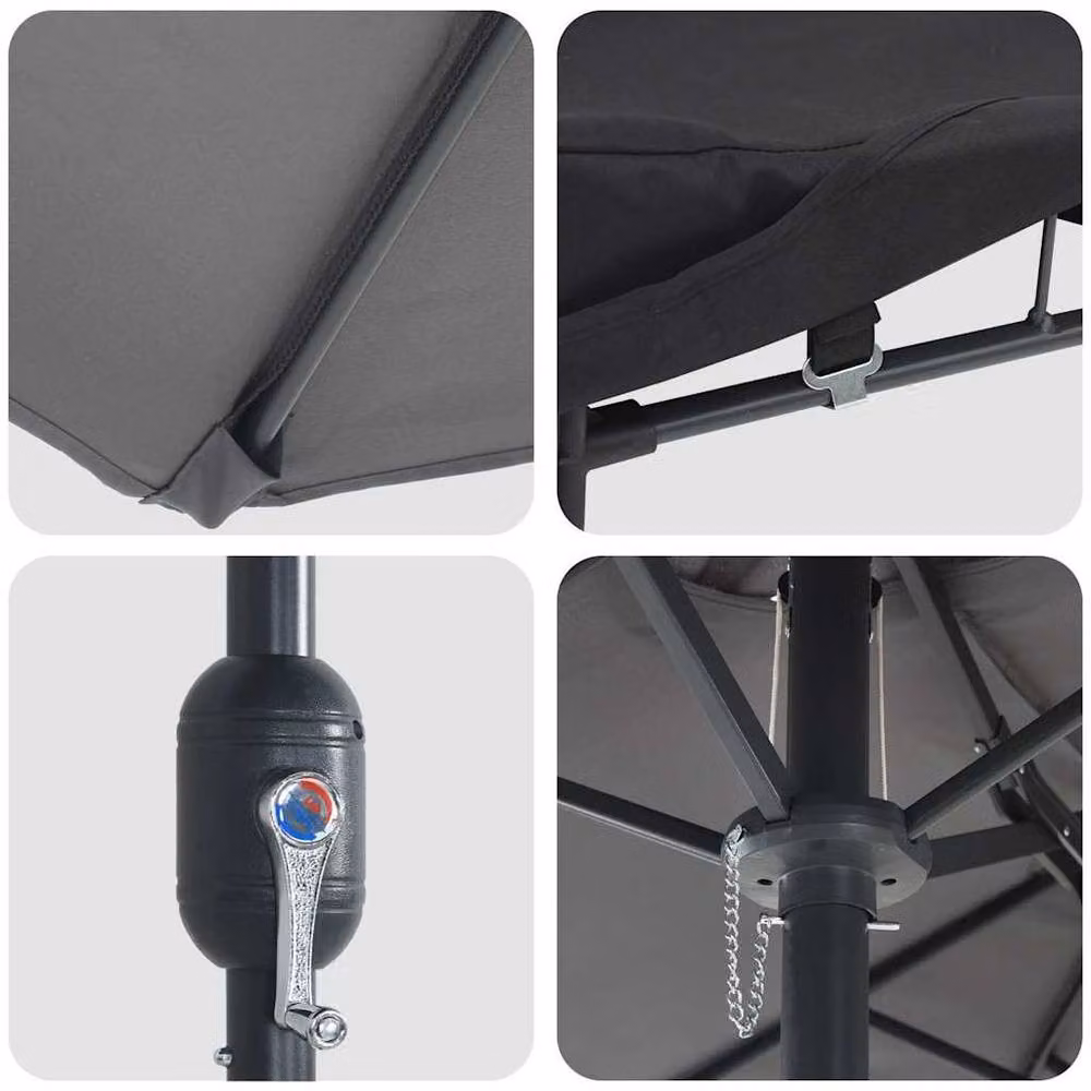 Berkfield Home Modern Folding Garden Parasol in Anthracite Grey, W/D/H: 385 x 209 x 244 cm – 3