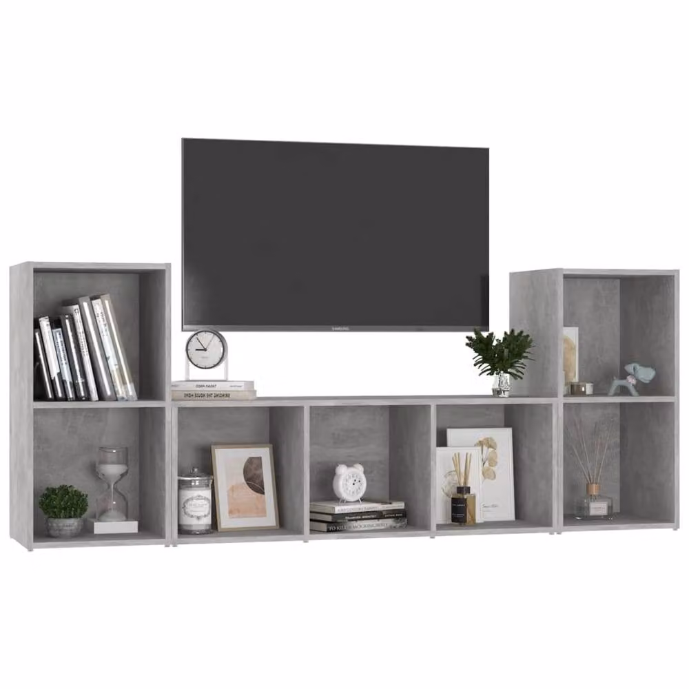Berkfield Home 3 Piece TV Cabinet Set in Concrete Grey Matt MDF – 2