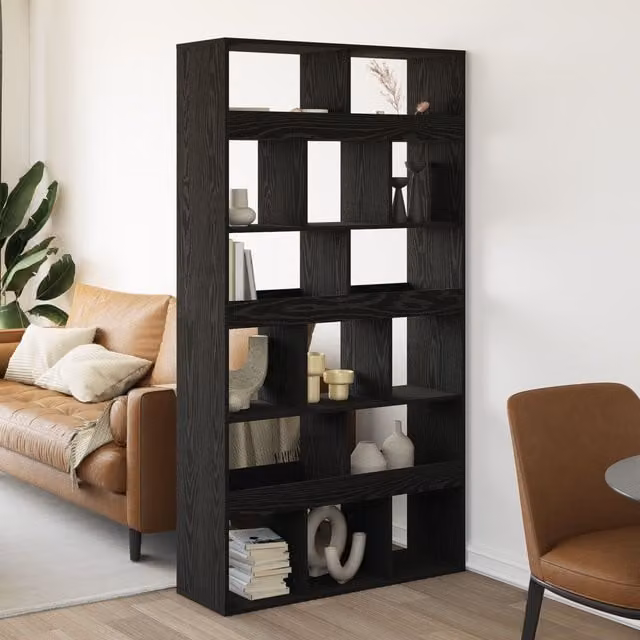 Berkfield Home 2-Piece Room Divider in Black Oak, W/D/H: 100 x 33 x 187.5 cm – 1