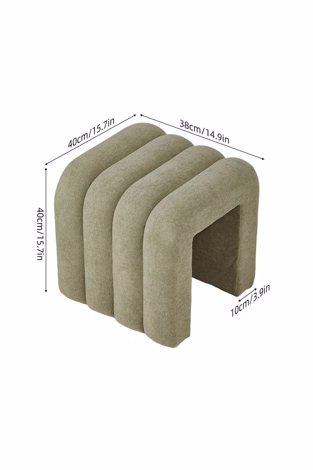 Living and Home Modern U-Shaped Upholstered Footstool in Green – 3