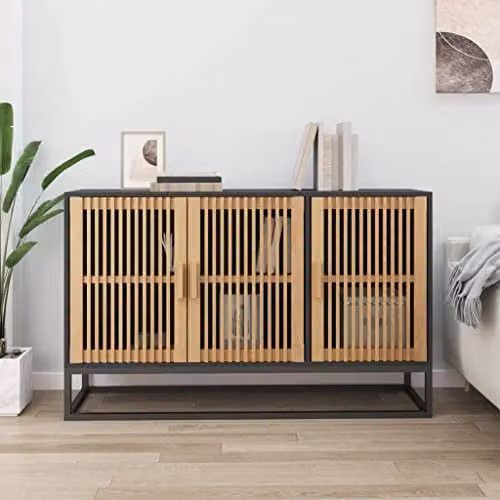 vidaXL Revera Black Matt Sideboard in Multilayer Wood, W/D/H: 105 x 30 x 65 cm