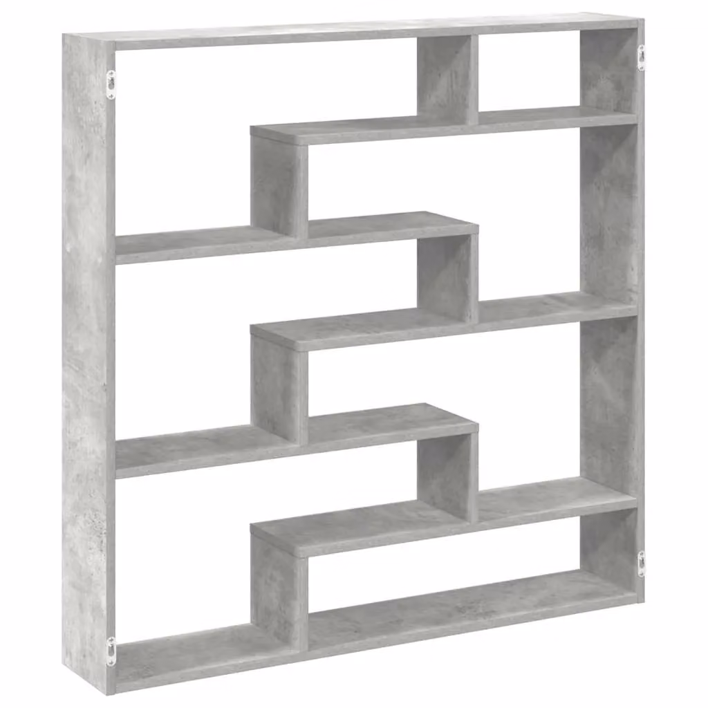 Berkfield Home Wall Mounted 7 Compartment Cube Shelf in Concrete Grey Engineered Wood – 2