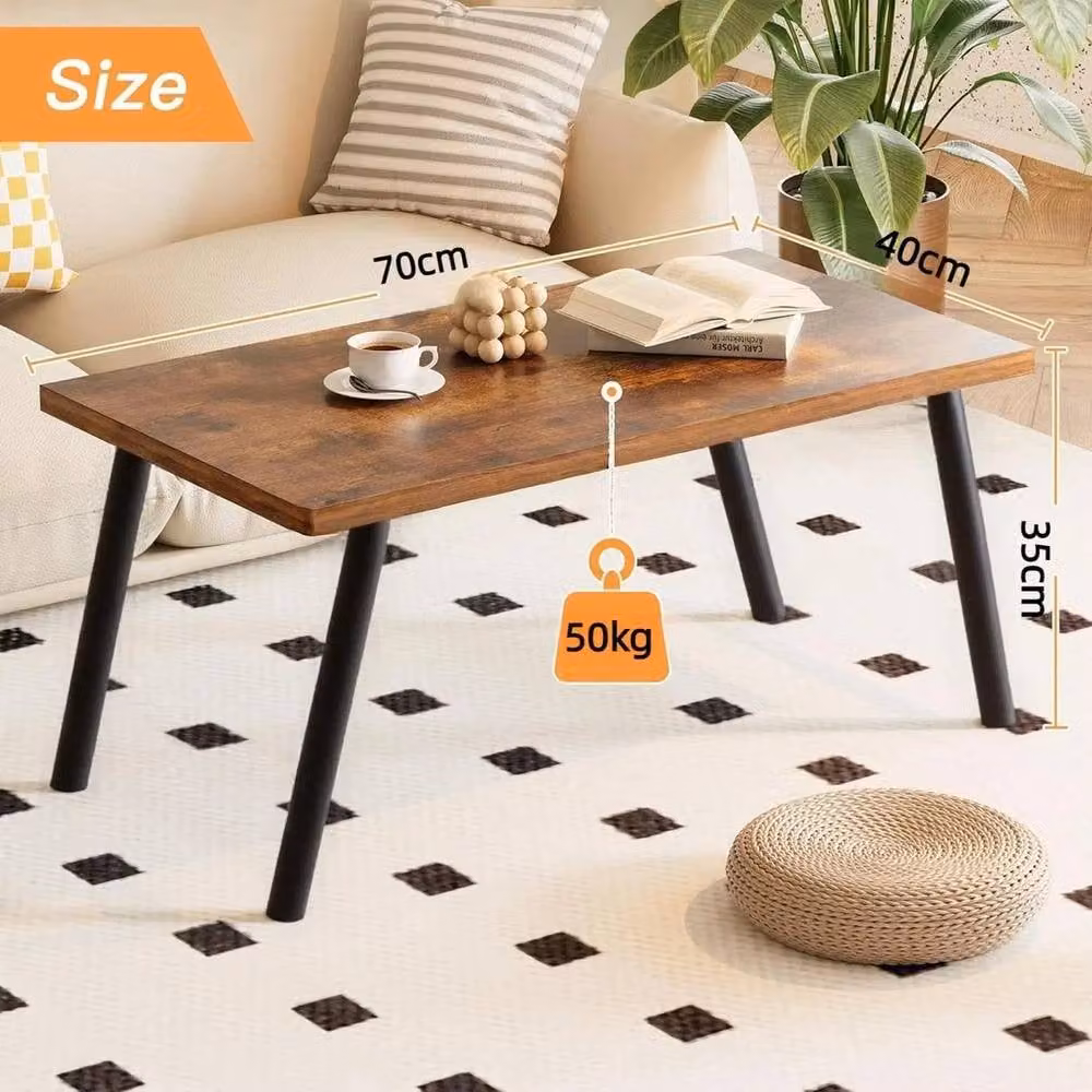 FORGEVIO Rustic Brown Wood Coffee Table for Living Room, W/D/H: 70 x 40 x 36 cm – 2