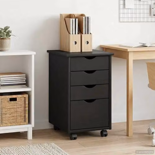 vidaXL Rolling Cabinet in Grey Solid Pine Wood, W/D/H: 34 x 39 x 56 cm – 2