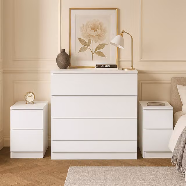 Birlea Oslo 3 Piece Bedroom Furniture Set in White
