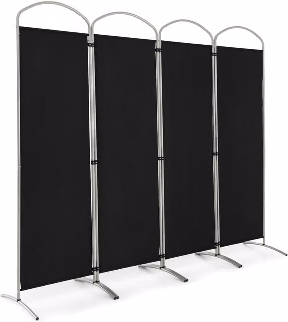 Costway 4 Panel Folding Privacy Screen Room Divider in Black, Height: 188 cm – 1