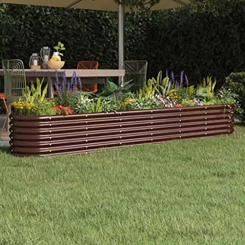 vidaXL Brown Galvanised Steel Garden Raised Bed W: 260 cm, D: 40 cm, H: 36 cm – 2