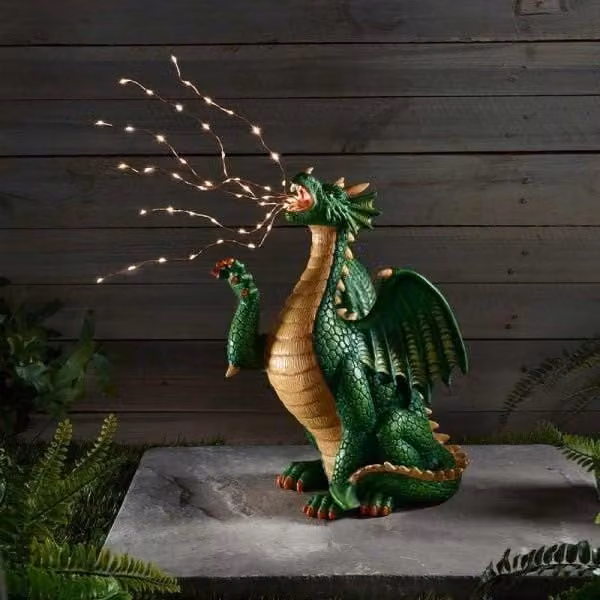 Marco Paul Solar Dragon Breathing Garden Ornament in Green – 1