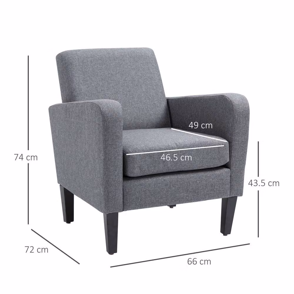 STILVORA Modern Grey Fabric Lounge Chair with Rubberwood Frame and Armrests – 2