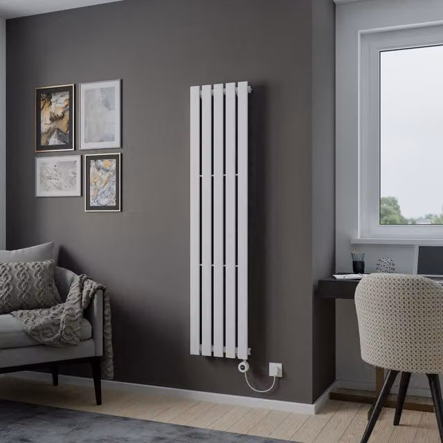 Agadon Lola Vertical Designer Electric Radiator in White with WiFi and App Control