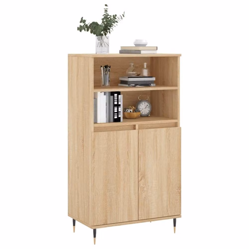 Berkfield Home Sonoma Oak Highboard in Light Oak, W/D/H: 60 x 36 x 110 cm – 2
