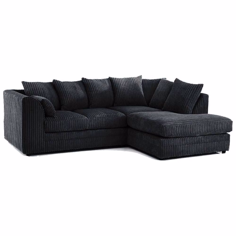 Snug Furniture Birmingham Ltd Jumbo Cord Right Hand Corner Sofa with Matching Ottoman in Black – 2
