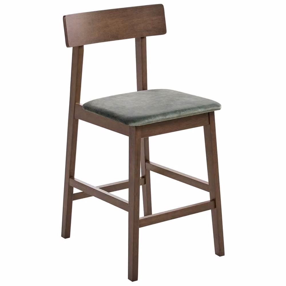 Wyld and Coco Everwood Two Piece Bar Chair Set in Dark Brown and Green Velvet Upholstery – 3