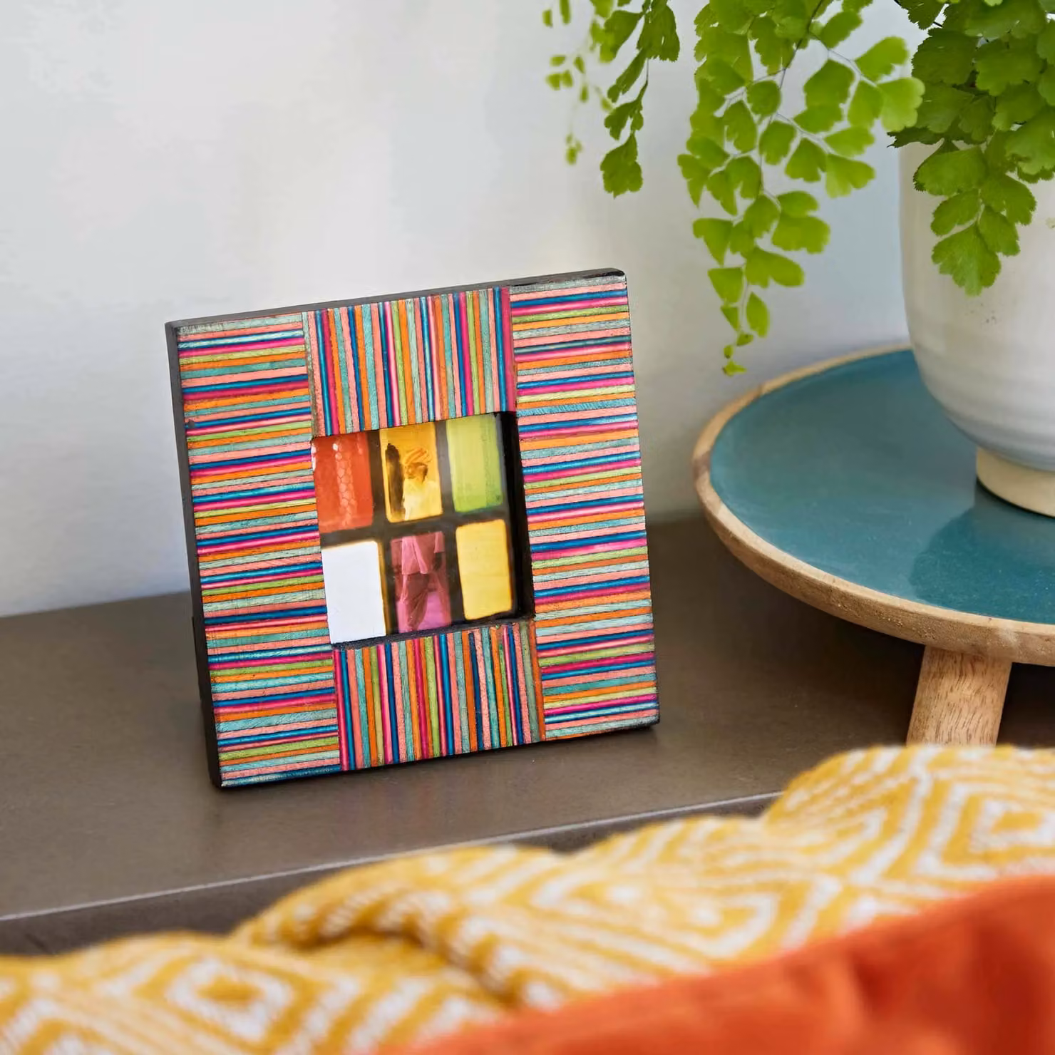 Paper High Dhari Multicoloured Striped Papri Wood Photo Frame – 2