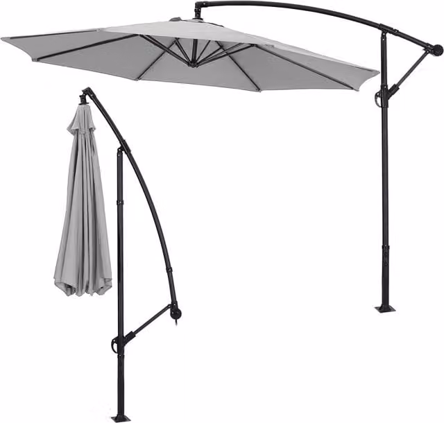 Lifeideas 3m Cantilever Garden Parasol with Crank in Light Grey