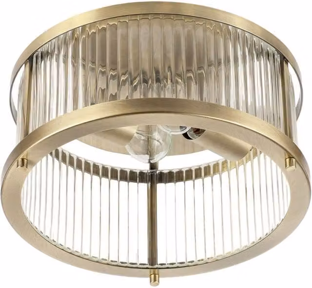 Happy Homewares Contemporary Ceiling Light Fitting with Transparent Fluted Glass in Gold/Brass – 1
