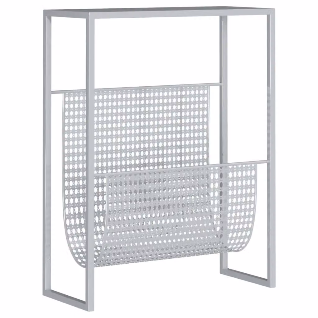 Berkfield Home Silver Metal Magazine Rack, W/D/H: 35 x 15 x 45 cm – 2