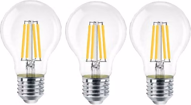 ExtraStar 8W LED A60 Filament Bulb, E27, 3000K Warm White, Pack of 3