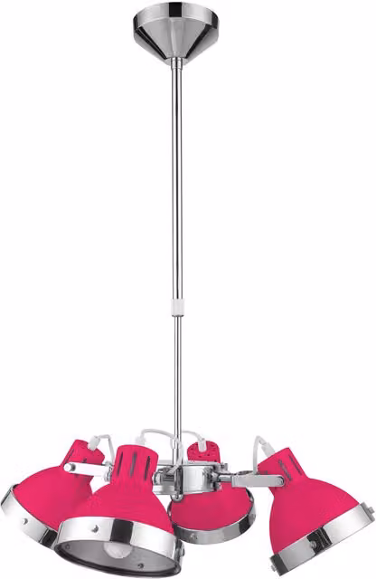 Orsina 4 Shade Adjustable Pendant Light in Pink and Chrome