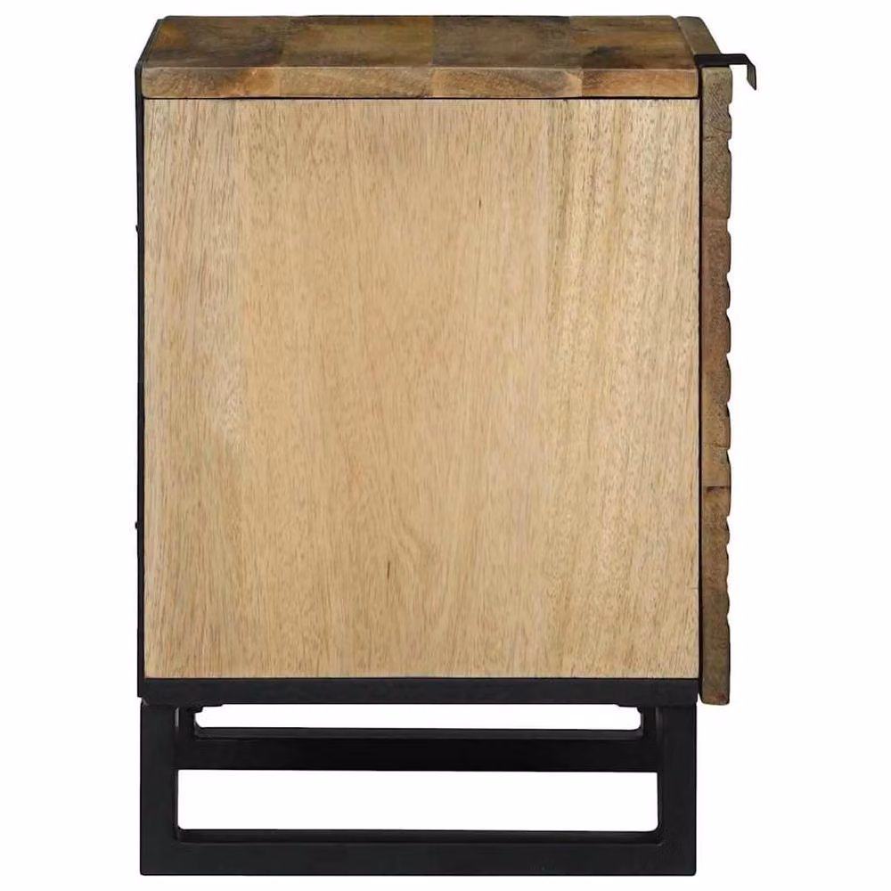 Berkfield Home Modern Bedside Cabinets, Set of 2, Solid Mango Wood, Beige, W/D/H: 40 x 33.5 x 46 cm – 4