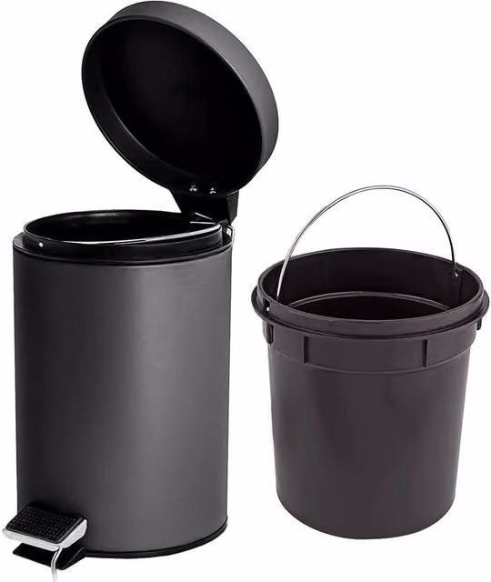 EONLION Black 3L Stainless Steel Pedal Bin – 1