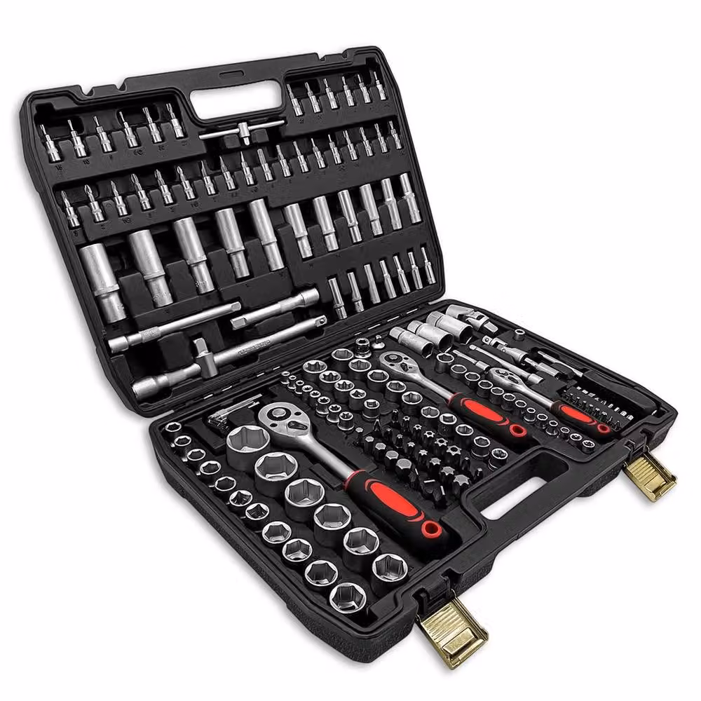 VOGREX 172-Piece Socket Tool Set with 1/2, 1/4 and 3/8 Drive Ratchet Wrench Bits in Silver – 3