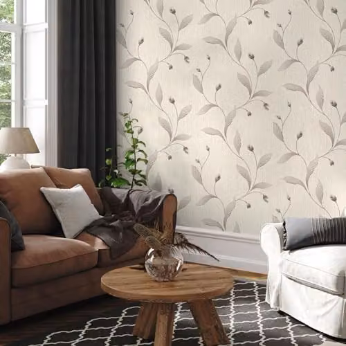 Belgravia Decor Tiffany Textured Floral Trail Wallpaper in Charcoal Grey – 2
