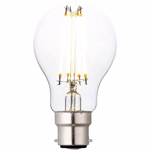 Loops 6W B22 LED Vintage Filament Globe Bulb, Warm White, 806 Lumens, Transparent