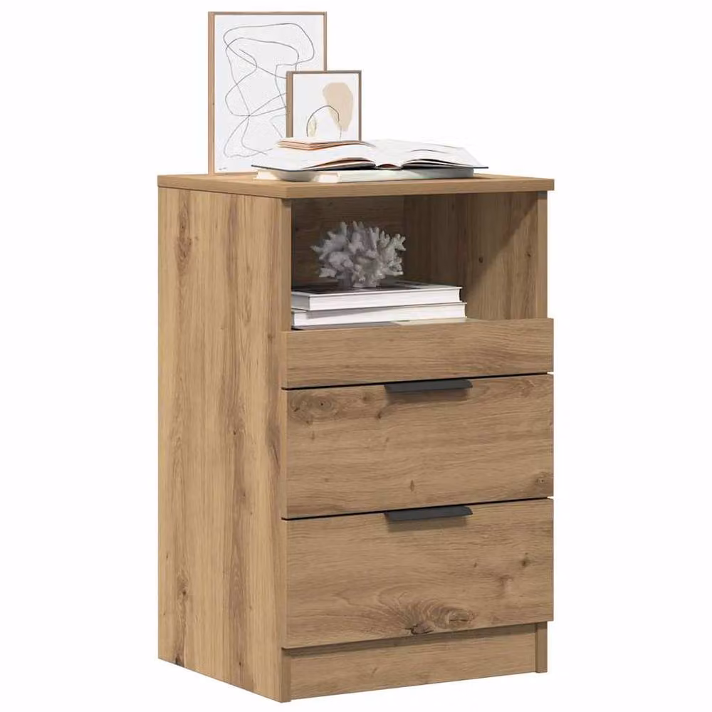 Berkfield Home Set of 2 Artisan Oak Bedside Cabinets in Brown, W/D/H: 40 x 36 x 65 cm – 2