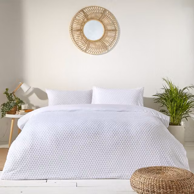 Make it a Home Polka Tuft White Cotton Percale Duvet Cover Set, 90 x 200 cm