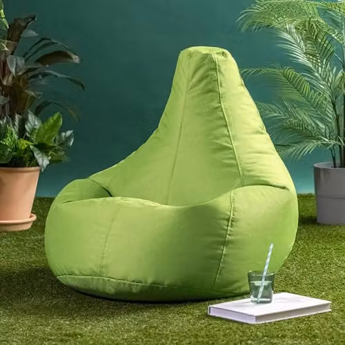 Bean Bag Bazaar 2 Pack of Green Outdoor Bean Bags for Adults with Filling Included – 2