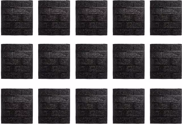 Livingandhome 15-Pack Black 3D Brick Effect Peel and Stick XPE Foam Wall Panels