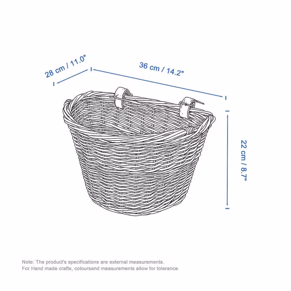 FLAVORA Brown Wicker Bicycle Shopping Basket with Metal Handles – 2