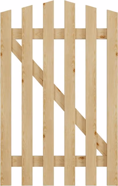 Darphe Classic Ledge and Braced Wooden Garden Gate with Pointed Top in Yellow and Beige, W/H: 76 x 120 cm