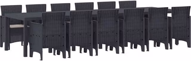 Berkfield Home 13 Piece Anthracite Poly Rattan Garden Dining Set with Cushions – 1