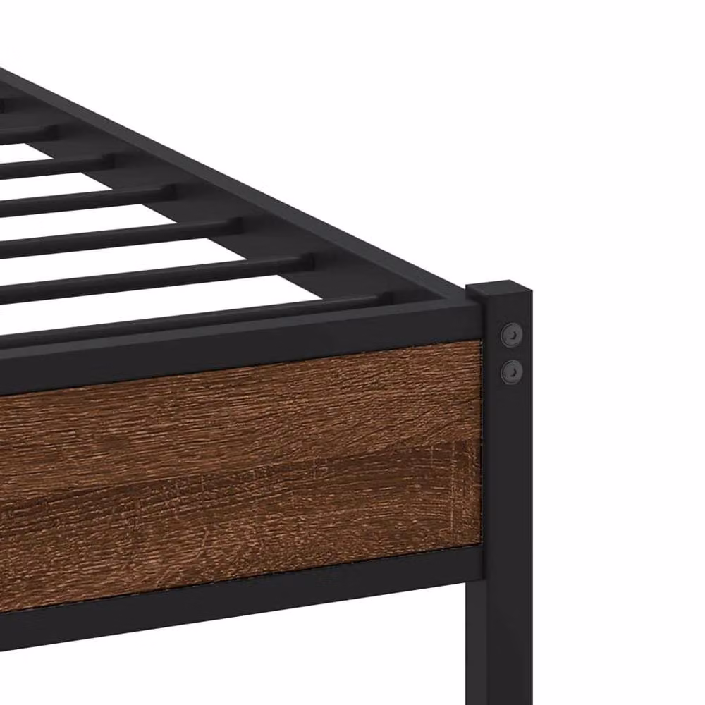 Berkfield Home Metal Bed Frame in Brown Oak, W/D/H: 100 x 200 cm – 6