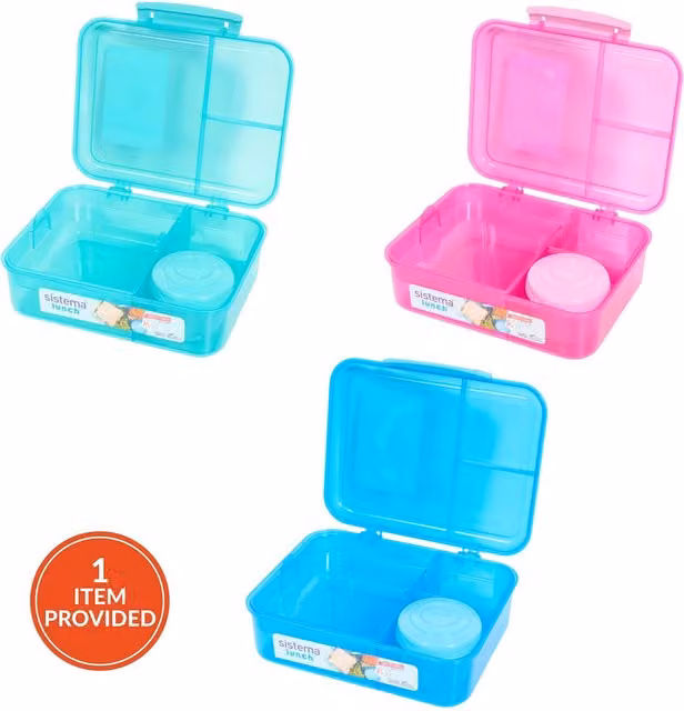Sistema Multicolour Bento Lunch Box with Compartments, Leakproof and Microwave Safe