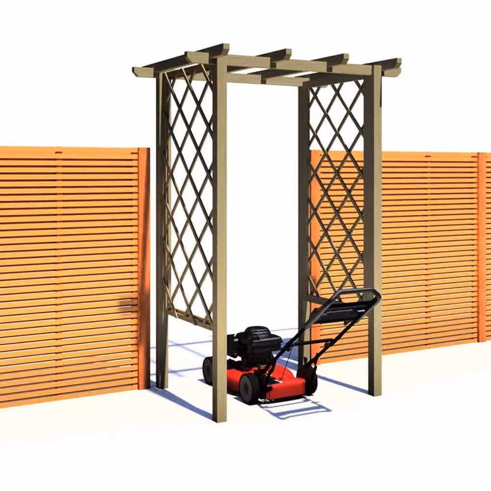 Shires Arch Trellis Pergola in Light Brown Pressure Treated Wood, W/D/H: 121.9 x 133.0 x 242.6 cm – 2