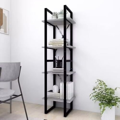 vidaXL 4-Tier Book Cabinet in Grey Sonoma, W/D/H: 40 x 30 x 140 cm – 2