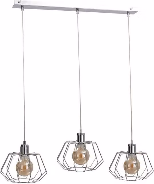 Netlighting Luna Bar Pendant Ceiling Light in Silver, 63cm, 3x E27